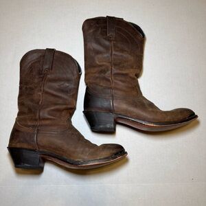Leather Slouch Cowboy Boots - Women’s Size 8.5M -Western Style Distressed Brown
